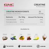 10 - GNC Pro Performance Pure Micronized Creatine Monohydrate,  Unflavoured with Steel Shaker 750ml  0.22 lb 