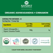 9 - Naturyz Organic Ashwagandha + Organic Cinnamon Powder,  100 g 