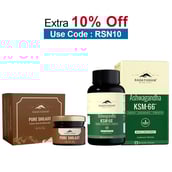 Rasayanam Ashwagandha KSM-66 60 Capsules & Pure Himalayan Shilajit Combo,  20 g 