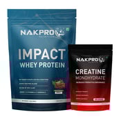 1 - Nakpro Impact Whey Protein 2.2 lb & Creatine Monohydrate 0.22 lb Combo,  2 Piece(s)/Pack  Double Rich Chocolate & Unflavoured 