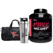1 - Muscle Performance Anabolic Mass Gainer with Steel Shaker & Gym Bag Combo,  5.5 lb  Creamy Vanilla 