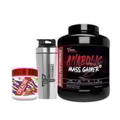 1 - Muscle Performance Anabolic Mass Gainer with Creatine Monohydrate 0.66 lbs & Steel Shaker Combo,  5.5 lb  Creamy Vanilla 