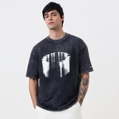 4 - MuscleBlaze Deadlifted Soul Oversized Washed T-Shirt, X-Small Dark Charcoal Grey