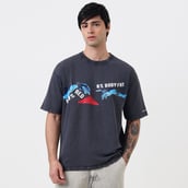 7 - MuscleBlaze 100% Red Flag 0% Body Fat Oversized Washed T-Shirt, X-Large Light Grey