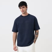 4 - MuscleBlaze Lifting Club Oversized Washed T-Shirt, X-Small Blue Tint