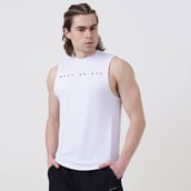 1 - MuscleBlaze Patterned Dry-Fit Delt Tank, Small Polar White