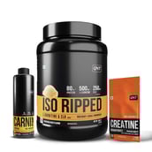 1 - QNT ISO Ripped, Carnipump Ripping Pre-workout 500ml Navel Orange & Creatine Monohydrate Unflavoured 0.198 lb Combo,  4.4 lb  Choco Brownie 