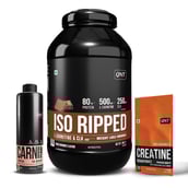 1 - QNT ISO Ripped, Carnipump Ripping Pre-workout 500ml Peach & Creatine Monohydrate Unflavoured 0.198 lb Combo,  4.4 lb  Choco Brownie 