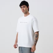 7 - MuscleBlaze Natty But Tasty Oversized Solid T-Shirt, Large White