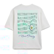 2 - MuscleBlaze Natty But Tasty Avocado Oversized Solid T-Shirt,  Medium  White 
