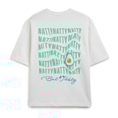 4 - MuscleBlaze Natty But Tasty Avocado Oversized Solid T-Shirt, Small White