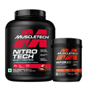 MuscleTech NitroTech Whey Protein 4 lb Milk Chocolate(India) & Vapor X5 Combo,  0.59 lb  Fruit Punch 