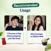 8 - Gritzo Supermilk Immunity Kit, 400 g Chocolate for Boy/Girl 2-6 Yrs with Gummies