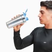 7 - Myprotein Stainless Steel Shaker Bottle,  Silver/Blue  750 ml 