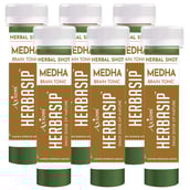 Herbasip Medha Juice Pack of 6 Shots, Unflavoured 50 ml