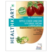 front - HealthKart Apple Cider Vinegar with Mother NZ, 1 L Ginger, Garcinia & Green Coffee