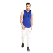 3 - Aesthetic Bodies Men's Drop Arm Sleeveless Hoodie,  Blue  XS 