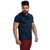 3 - Omtex Gym Polyester T Shirt TS1801,  Navy Blue  XXL 