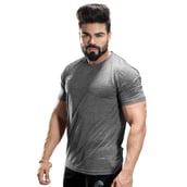 3 - Omtex Gym Polyester T Shirt TS1801,  Light Grey  XL 