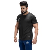 3 - Omtex Gym Polyester T Shirt TS1801,  Black  XL 