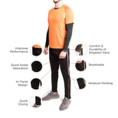 2 - Fitup Life Solid Men Track Pants with Orange Strip,  Black  XL 