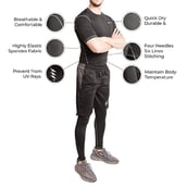 2 - Fitup Life Gym Wear Men Compression Half Sleeve,  Black  Medium 