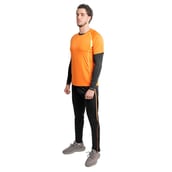 Fitup Life Solid Men Track Pants with Orange Strip,  Black  XL 