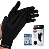 1 - Dr. Arthritis Copper Infused Gloves,  Black with Hand Book (Pair)  Medium 