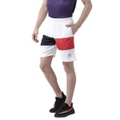 4 - Masch Mens Regular Fit Polyester Shorts (MSSH 0619 CS FMP2CLR WNBR),  Large  White Navy Blue and Red 