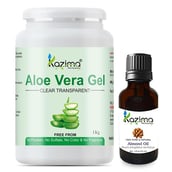 Kazima Aloe Vera Gel 1 kg & Almond Oil 15 ml Combo,  2 Piece(s)/Pack  All Skin Type 