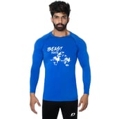 1 - DK Active Wear Full Sleeve Gym T Shirt (Beast Mode),  Royal Blue and White  Medium 