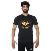 1 - DK Active Wear Half Sleeve Gym T Shirt (Hulk),  Black and Yellow  Small 