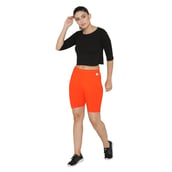 4 - N Gal Cotton Lycra Women's Thigh Length Cycling Yoga Workout Casual Shorts,  Mango  XL 