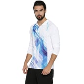 3 - Campus Sutra Graphic Print Men Polo Neck T Shirt,  White  Small 