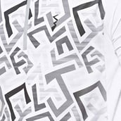 4 - Campus Sutra Graphic Print Men Mandarin Collar T Shirt,  White  Large 