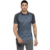 Campus Sutra Graphic Print Men Polo Neck Half Sleeve T Shirt,  Grey  Small 
