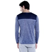 1 - Campus Sutra Self Design Men Round or Crew T Shirt,  Blue  Small 