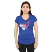 1 - Vector X Printed Cotton Lycra Women Round Neck T Shirt (VTDF 036),  Turquoise  Medium 