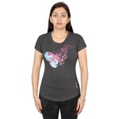 1 - Vector X Printed Cotton Lycra Women Round Neck T Shirt (VTDF 036),  Brown  Medium 