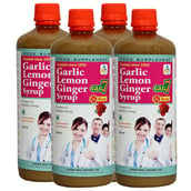 1 - SKSB GLG7 + Rose Garlic Lemon Ginger Rose Coriander Honey Syrup Pack of 4, 525 ml