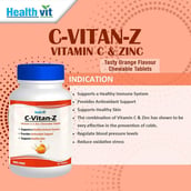 indication - Healthvit C-Vitan Z Vitamin C(500mg) and Zinc, 60 tablet(s) Unflavoured