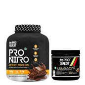 1 - Proquest Pro Nitro Whey Protein 4.4lb & L-Glutamine 0.66lb Combo, 2 Piece(s)/Pack Belgian Chocolate & Mix Fruit