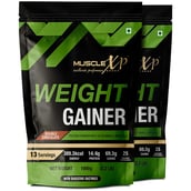 1 - MuscleXP Weight Gainer with Digestive Enzymes,  2.2 lb  Double Chocolate Pack of 2 