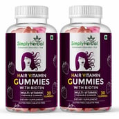 1 - Simply Herbal Hair Vitamin Gummies with Biotin, 30 gummies Unflavoured (Pack of 2)