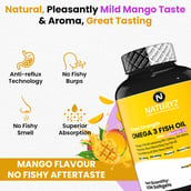 7 - Naturyz Triple Strength Omega 3 Fish Oil with Vitamin D Vanilla 60 Softgels & Mango Flavoured Triple Omega 3 60 Softgels Combo, 2 Piece(s)/Pack