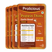 1 - Prolicious Protein Thins Snack Chips, Garlic Bread (Pack of 4) 50 g