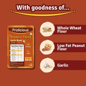 5 - Prolicious Protein Thins Snack Chips, Garlic Bread (Pack of 7) 50 g