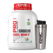 1 - GNC Pro Performance 100% Whey Protein, 4 lb Vanilla Cream with Steel Shaker 750ml Combo