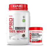 1 - GNC Pro Performance 100% Whey 2 lb & Creatine Monohydrate 0.22 lb Combo, 2 Piece(s)/Pack Cookies & Cream & Unflavoured