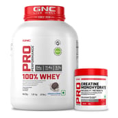 1 - GNC Pro Performance 100% Whey 4 lb & Creatine Monohydrate 0.55 lb Combo, 2 Piece(s)/Pack Cookie & Cream & Unflavoured